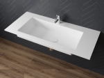 Plan vasque à encaster, bassin 60 cm, sur mesure, Largeur 70 à 200 cm x Profondeur 40 à 60 cm, résine minérale de couleurs ACRYSTONE®, Finition lisse, Livraison Offerte et Rapide.